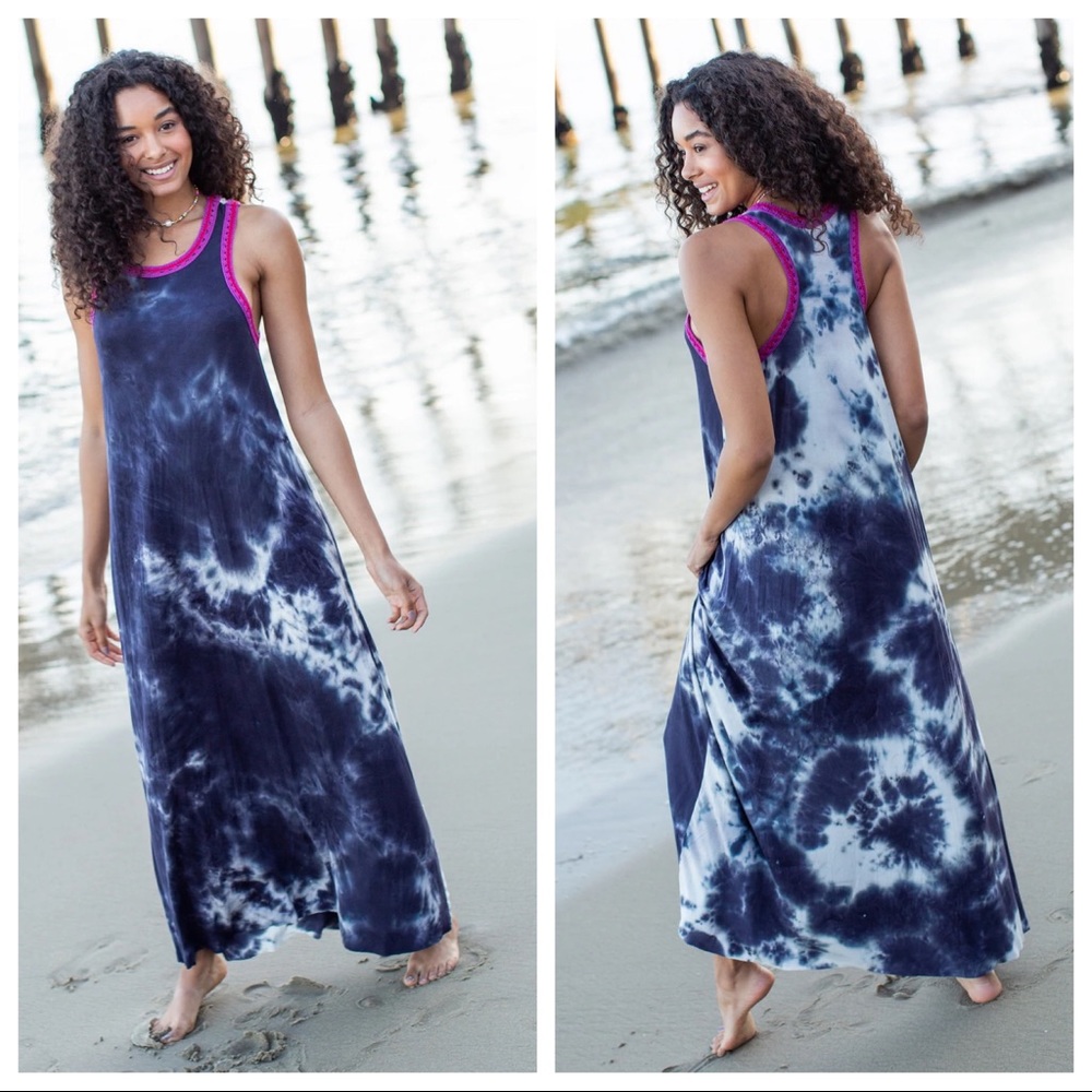 💜🖤💙Midnight Tie-Dye Maxi Dress💜🖤💙